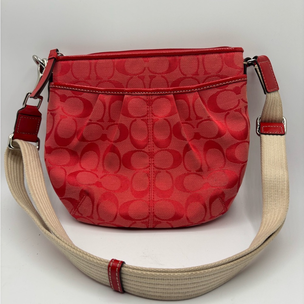 Coach Y2K Cherry Red Signature Swing Pleated crossbody bag